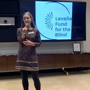 A Lavelle-Brother Kearney Scholar speaking at an event