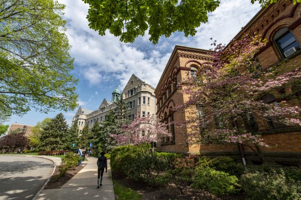 view of decorative campus buildings