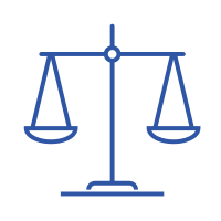 Line artwork of balanced scales
